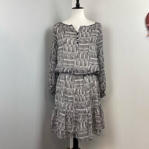 Shoshanna Silk Printed Tiered Long Sleeve Dress Size 8